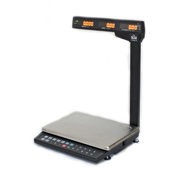 Фото весы торговые мк-32.2-тн21 (нпв 32 кг, платформа 340*245 мм, led-дисплей, со стойкой, rs232)