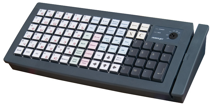 Фото программируемая клавиатура posiflex kb-6600u-b черная c ридером магнитных карт на 1-3 дорожки